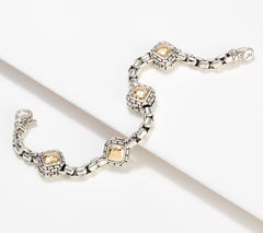 JAI Sterling Silver & 14K Gold 5.3mm Box Chain Station Bracelet, 8"