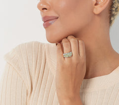 Vault Oval Cut Mint Garnet and Diamond Band Ring, 14K Gold, Size 8