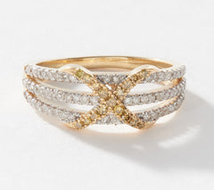 Affinity Diamonds Sterling Silver Goldclad Criss-Cross Ring, Size 7