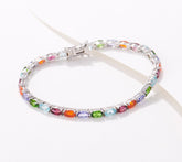 Generation Gems Sterling Silver Oval-Cut Multi-gem Tennis Bracelet X-Small 6-1/2