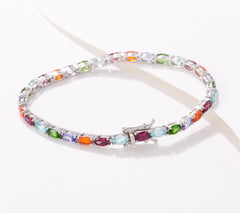 Generation Gems Sterling Silver Oval-Cut Multi-gem Tennis Bracelet, Avg