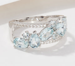 Affinity Gems Gemstone and White Zircon Ring, Sterling, Size 7