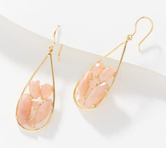 Pendientes Affinity Gems de plata de ley con forma de lágrima de piedra lunar naranja de corte mixto