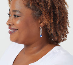 UltraFine Graduated Blue Gemstone Beaded Hoop Earrings