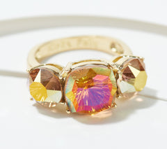 Kirks Folly Cosmic Bliss Goldtone 3-Stone Crystal Ring Size 6