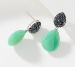 Affinity Gems Sterling Silver Pear Shaped Chalcedony Drop Earrings, 1-1/8"