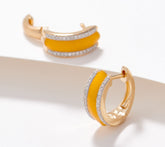 Affinity Sterling Silver Diamond Enamel Hoop Earrings, Marigold