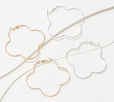 Attitudes by Renee Set of 2 Gold & Silvertone Alhambra Hoop Earrings