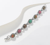 American West Sterling Silver Oval Gemstone Tennis Bracelet,7-1/4"