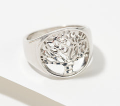 Italian Silver Sterling Tree of Life Graduated Band Ring, Size 8