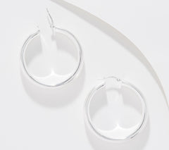 UltraFine Silver Polished Round Hoop Earrings, 1.5"