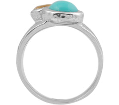 QVC Sterling Silver Turquoise & Citrine Hammered Band Ring, Size 6