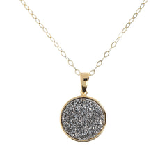 Veronese Sterling Silver Goldclad Drusy Pendant w/ Chain, 18"