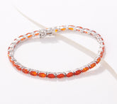 Generation Gems Oval-Cut Fire Opal Tennis Bracelet Rhodium-Plated Sterling Silver, 7-1/4"