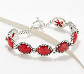 American West Sterling Symbol Coral Gem Reversible Tennis Bracelet, 6-1/4"