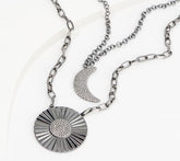 Laurie Felt Sun & Moon Necklace, Gunmetal Tone