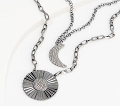 Laurie Felt Sun & Moon Necklace, Gunmetal Tone