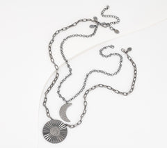 Laurie Felt Sun & Moon Necklace, Gunmetal Tone