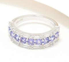 Generation Gems Sterling Silver Exotic Tanzanite & White Zircon Band Ring, Size 8