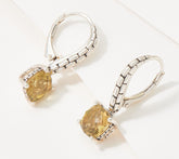 JAI Sterling Silver Cushion Cut Gemstone Drop Earrings, Olive Quartz