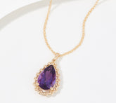 Vault Pear Cut Uruguay Amethyst Pendant Necklace, 14K