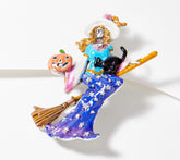 Kirks Folly Stella by Starlight Gold Tone Blue Witch Brooch Pin Pendant