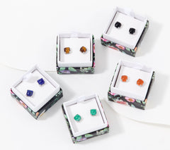 Affinity Gems Sterling Silver Set of 5 Cushion Cut Stud Earrings,