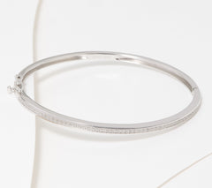 Accents by Affinity Diamond Sterling Silver Hinged Bangle 6-3/4"