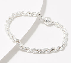UltraFine 950 Silver Magnetic Rope Bracelet, Large 8"