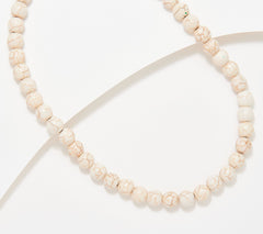 Collar Affinity Gems de plata esterlina con cuentas de piedras preciosas blancas redondas opacas, 45,7 cm + 5 cm