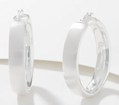 UltraFine Silver Round 1.5" Hoop Earrings Silk Satin