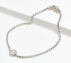 JAI Sterling Silver Diamond Station Anklet, 10"