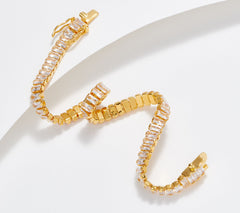 Diamonique Radiant-Cut Liquid Tennis Bracelet GP Sterling Silver, 8"