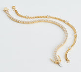 Diamonique Tennis & Curb Link Bracelet Set GP Sterling Silver, 6-3/4"