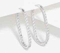 Diamonique 1-1/4" Oval Hoop Earrings Sterling Silver