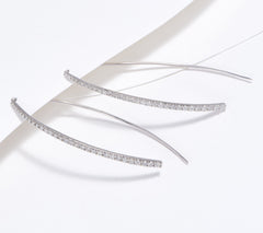 Affinity Diamond Sterling Silver Ear threader Pave Earrings, 2-1/2"