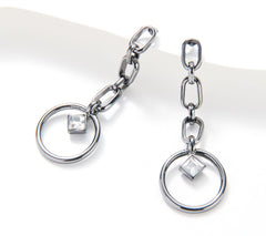 Susan Graver Crystal Dangle Hematite Earrings