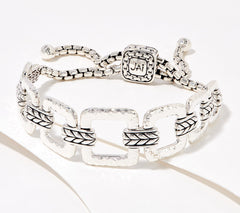 JAI Sterling Silver Hammered Link Adjustable Bracelet