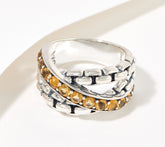 JAI Sterling Silver Citrine Cross-Over Ring, Size 10