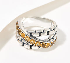 JAI Sterling Silver Citrine Cross-Over Ring, Size 10