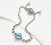 JAI Sterling Silver 3.80ct Blue Topaz Adjustable Bracelet, 6-1/4" to 7-1/4