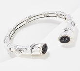 JAI Sterling Silver Bamboo Black Spinel Gem Pave Cuff, 8"