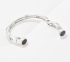 JAI Sterling Silver Bamboo Black Spinel Gem Pave Cuff, 8"