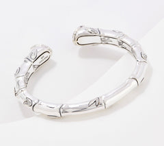 JAI Sterling Silver Bamboo Black Spinel Gem Pave Cuff, 8"