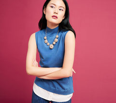 Isaac Mizrahi Live! Crystal Flower Necklace, Silvertone