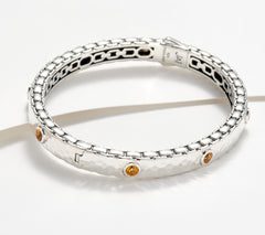 JAI Sterling Silver Eternity Citrine Gemstone Bangle, 6-1/4"