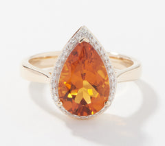 Vault Discoveries Serra Citrine & Diamond Pear Ring, 14K