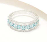 Generation Gems Sterling Silver Exotic Blue Zircon & White Topaz Band Ring Size 7