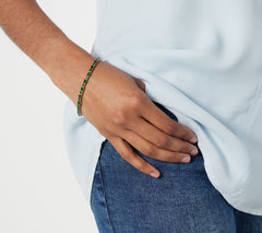 Generation Gems Sterling Silver Oval & Round Chrome Diopside Tennis Bracelet, 7-1/4"