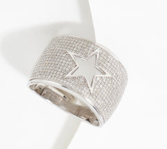 Affinity Diamonds Motif Cigar Band Ring Sterling Silver, Size 6